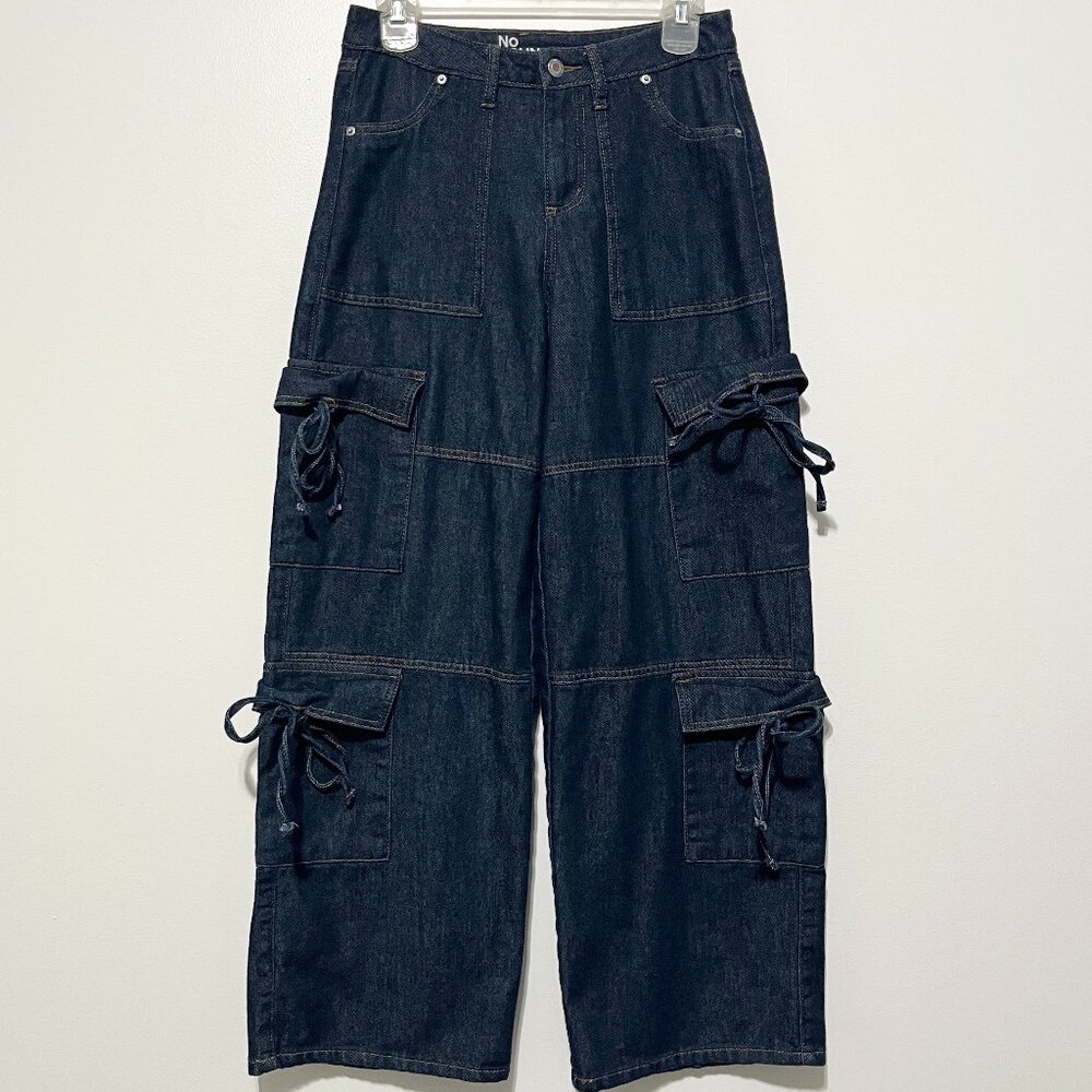Womens Wide Leg Cargo Jeans 0 Skater Grunge Streetwear Utility Baggy Hip Hop